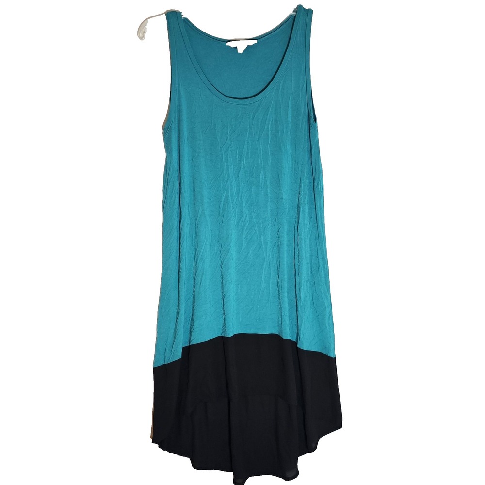 Peter Nygard Dress Womens 16 Blue Black Sleeveless High Low Hem Casual Tank